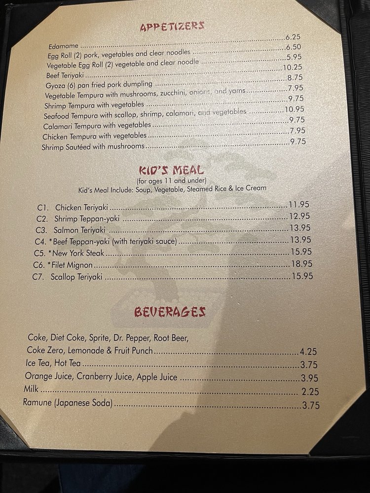 Bonsai Japanese Steakhouse Menu - Image 2